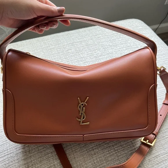 YSL camera supple bag top handle leather brown Saint Laurent like new 28cm - Picture 1 of 13